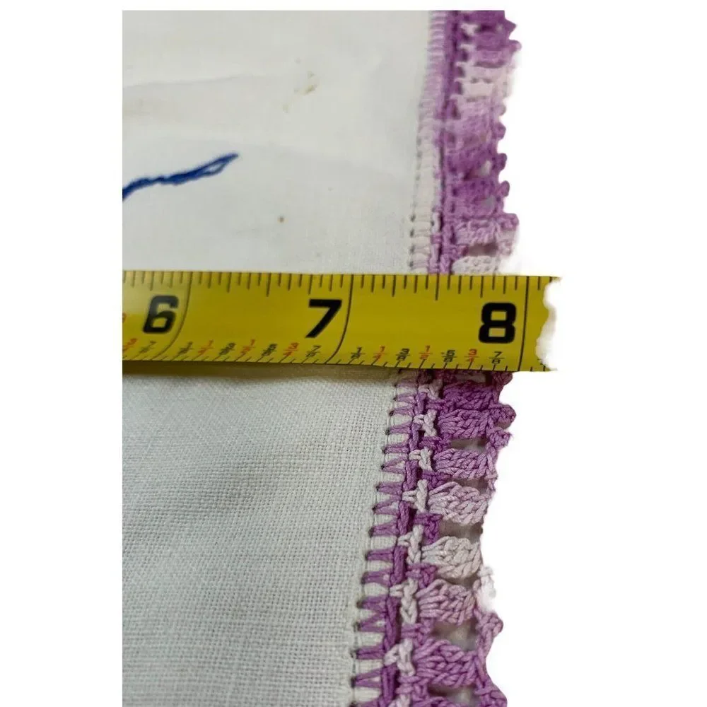 Vintqage Victorian Lady Matching hand embroidered lace edged tea towels READ